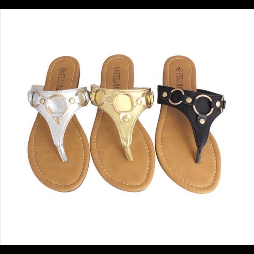 Black Faux Leather Flip Flop